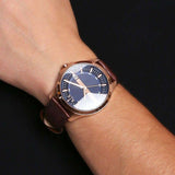 Armani Exchange Hampton AX2172 Men's Chronograph Watch – Deep Blue Dial with Rich Brown Leather Strap