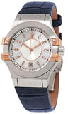 Maserati R8851108502 Potenza Women’s Watch – Silver Dial with Diamonds & Blue Leather Strap
