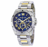 Michael Kors Brecken Chronograph Blue Dial Two Tone Steel Strap Watch For Men - MK8437
