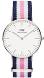 Daniel Wellington DW00100050 Classic Southampton Women's Watch – White Dial & Three-Tone Nylon Strap
