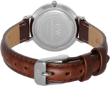 Daniel Wellington Petite White Dial Brown Leather Strap Watch For Women - DW00100243