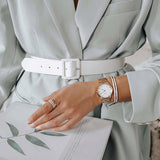 Daniel Wellington DW00100209 Iconic Link Women’s Watch – White Dial with Rose Gold Steel Bracelet