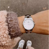 Daniel Wellington DW00100205 Iconic Link Women's Watch – White Dial with Silver Stainless Steel Strap