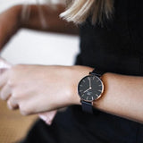 Daniel Wellington Petite Ashfield Black Dial Black Mesh Bracelet Watch Watch For Women - DW00100201