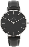 Daniel Wellington DW00100180 Petite Sheffield Women’s Watch – Black Dial with Black Leather Strap