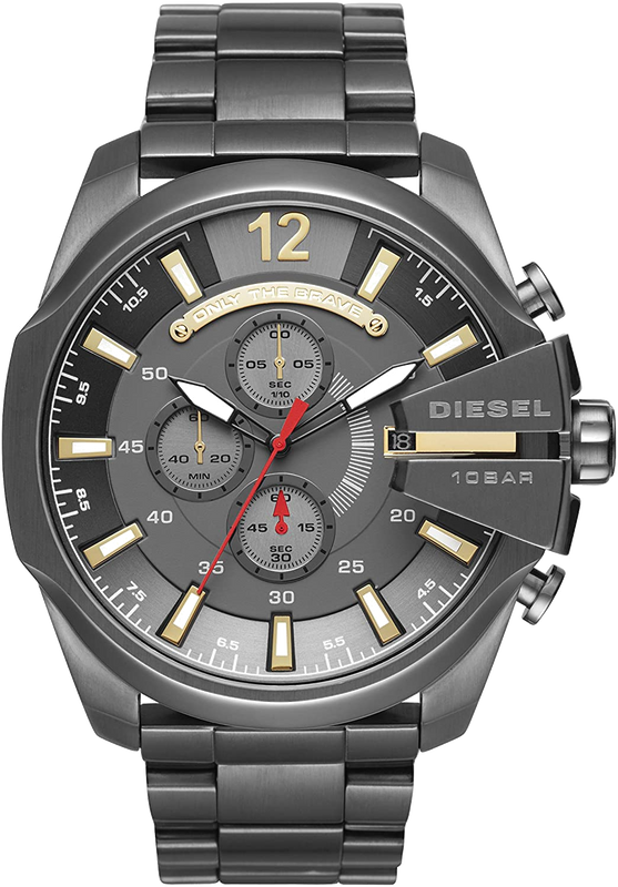 Diesel Mega Chief Chronograph Grey Dial Grey Steel Strap Watch For Men - DZ4421