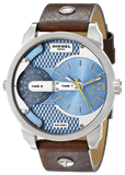 Diesel DZ7321 Mini Daddy Chronograph Men's Watch – Light Blue Dial & Brown Leather Strap