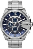Diesel DZ4417 Mega Chief Chronograph Men's Watch – Blue Dial & Silver Stainless Steel Strap