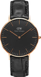 Daniel Wellington DW00100141 Classic Reading Women’s Watch – Black Dial with Black Leather Strap