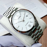 Citizen Tsuyosa NJ0150-81A Men's Automatic Watch – White Dial with Silver Steel Strap