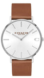 Coach Charles 14602152 Men's Watch – Silver Dial with Brown Leather Strap