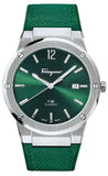 Salvatore Ferragamo F-80 Classic Green Dial Green Leather Strap Watch for Men - SFDT00519