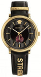 Versace VBQ050017 V-Circle Manifesto Edition Men's Watch – Black Dial & Black Leather Strap