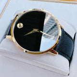 Movado 0607195 Museum Classic Quartz Men's Watch – Black Dial & Black Leather Strap