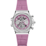 Guess Fusion Chronograph Pink Dial Pink Leather Strap Watch for Women - GW0553L1
