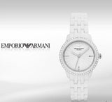 Emporio Armani Ceramic White Dial White Ceramic Bracelet Watch For Women - AR1477