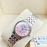 Tissot T Classic Carson Premium Lady Mother of Pearl Pink Dial Silver Steel Strap Watch For Women - T122.210.11.159.00