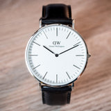 Daniel Wellington Classic Sheffield DW00100020 Men's Watch – White Dial with Black Leather Strap
