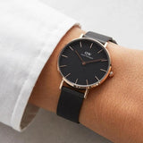 Daniel Wellington DW00100202 Petite Ashfield Women’s Watch – Black Dial with Matte Black Mesh Strap