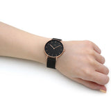 Daniel Wellington DW00100307 Petite Ashfield Women’s Watch – Black Dial with Matte Black Mesh Strap
