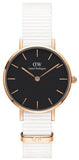 Daniel Wellington DW00100310 Classic Dover Women’s Watch – Black Dial with White Nylon Strap