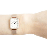 Daniel Wellington Quadro Melrose DW00100431 Women's Watch – White Dial with Gold Mesh Strap