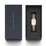 Daniel Wellington Quadro Melrose DW00100431 Women's Watch – White Dial with Gold Mesh Strap
