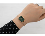 Daniel Wellington DW00100437 Quadro Melrose Women's Watch – Green Dial & Rose Gold Mesh Strap
