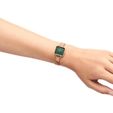 Daniel Wellington DW00100520 Quadro Studio Women's Watch – Green Dial & Rose Gold Mesh Strap