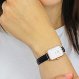 Daniel Wellington DW00100434 Quadro Women's Watch – White Dial & Black Leather Strap