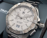 Tag Heuer Aquaracer Chronograph White Dial Silver Steel Strap Watch for Men - WAY111Y.BA0928