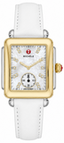 Michele Deco Silver Dial White Leather Strap Watch For Women - MWW06V000043