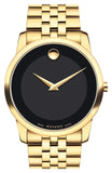 Movado 0607203 Museum Classic Quartz Men's Watch – Black Dial & Gold Steel Strap