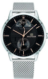 Tommy Hilfiger 1791610 Hunter Quartz Men's Watch – Black Dial & Silver Steel Strap
