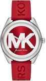 Michael Kors MK7144 Janelle Three-Hand Quartz Women's Watch – Red Dial & Red Rubber Strap