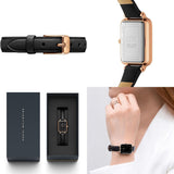 Daniel Wellington DW00100435 Quadro Sheffield Women's Watch – Black Dial & Leather Strap