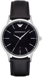 Emporio Armani AR8035 Renato Analog Men's Watch – Black Dial & Black Leather Strap