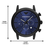 Emporio Armani Luigi Analog Blue Dial Black Leather Strap Watch For Men - AR11351