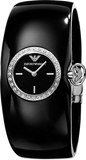 Emporio Armani AR0739 Casual Analog Women's Watch – Black Dial & Black Leather Strap