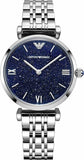 Emporio Armani AR11091 Gianni T-Bar Women's Watch – Dark Blue Dial & Silver Stainless Steel Strap