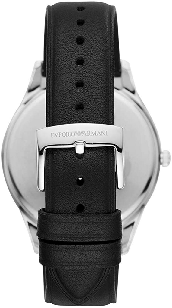 Emporio Armani Modern Slim Quartz Grey Dial Black Leather Strap Watch For Men - AR11162
