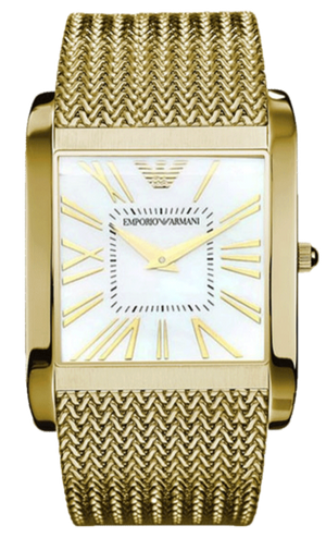 Emporio Armani Mother of Pearl Dial Gold Mesh Bracelet Watch For Men - AR2016