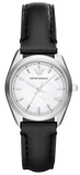 Emporio Armani AR6026 Analog Quartz Women's Watch – White Dial & Black Leather Strap
