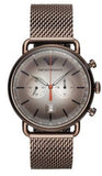 Emporio Armani AR11169 Aviator Chronograph Men's Watch – Grey Dial & Brown Mesh Bracelet