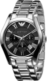 Emporio Armani AR0673 Valente Chronograph Men's Watch – Black Dial & Silver Stainless Steel Strap