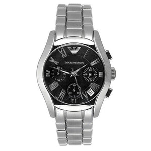 Emporio Armani Velente Chronograph Black Dial Silver Steel Strap Watch For Women - AR0674