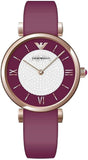 Emporio Armani AR11487 Gianni T-Bar Crystals Women's Watch – Maroon Dial & Maroon Leather Strap