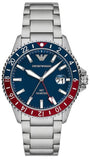 Emporio Armani AR11590 Sea Explorer GMT Men's Watch – Blue Dial with Silver Steel Strap