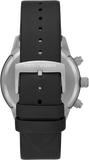 Emporio Armani Mario Chronograph Black Dial Black Leather Strap Watch For Men - AR11325