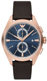 Emporio Armani AR11554 Claudio Chronograph Men's Watch – Blue Dial with Brown Leather Strap